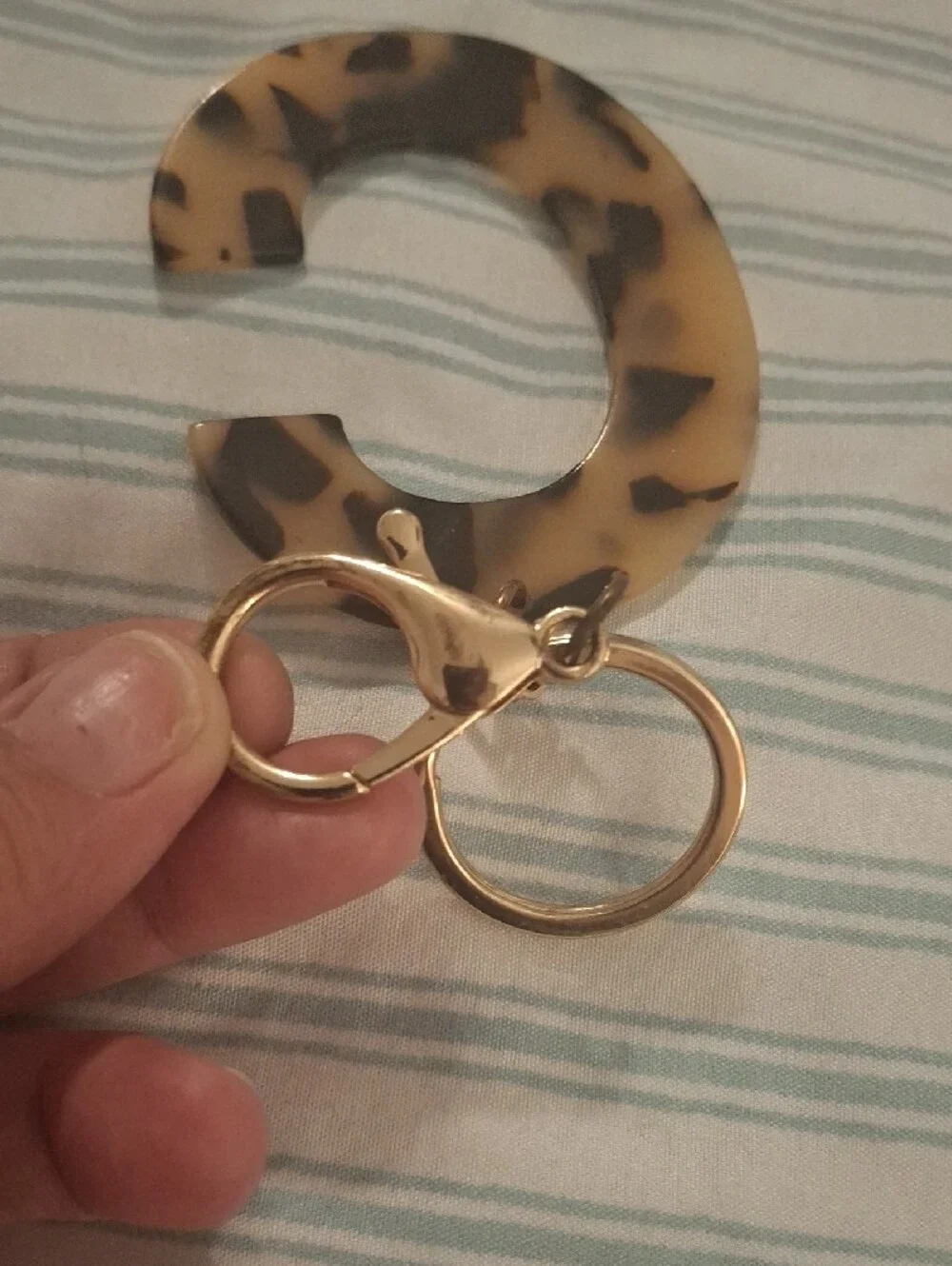 Hobby Lobby Tortoiseshell C Initial Keychain with Gold Hardware